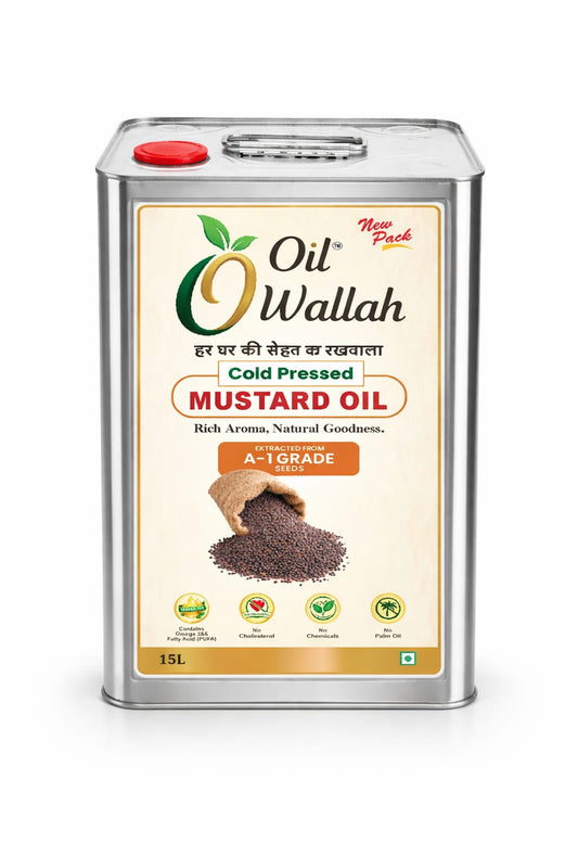Cold Pressed Mustard Oil 100% Pure 15 Litre Pack | Oilwallah