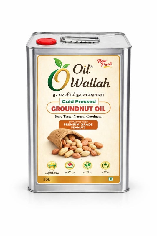 Cold Pressed Groundnut Oil 100% Pure 15 Litre Pack | Oilwallah