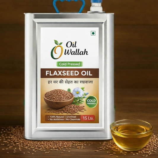Cold Pressed Flaxseed  Oil 100% Pure  15 Litre Pack | Oilwallah