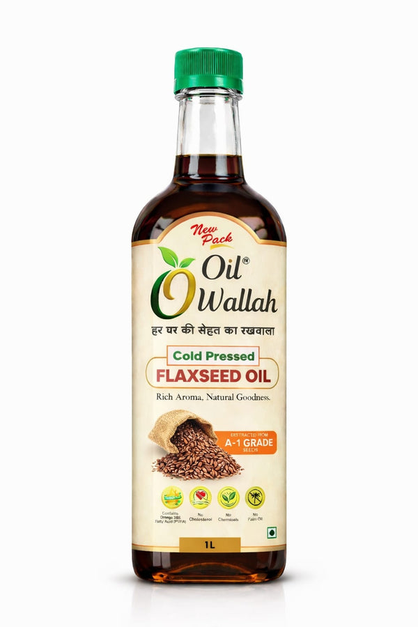 Cold Pressed Flaxseed Oil 100% Pure 1 Litre Pack | Oilwallah