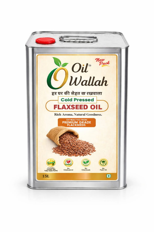Cold Pressed Flaxseed  Oil 100% Pure  15 Litre Pack | Oilwallah