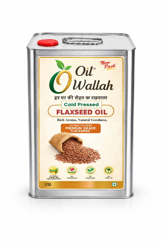 Cold Pressed Flaxseed  Oil 100% Pure  15 Litre Pack | Oilwallah